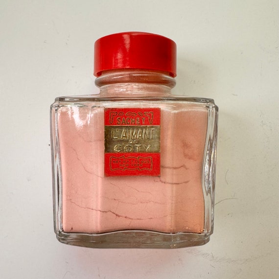 Vintage L'aimant by Coty Pink Powder Sachet 1.75 Oz. Glass