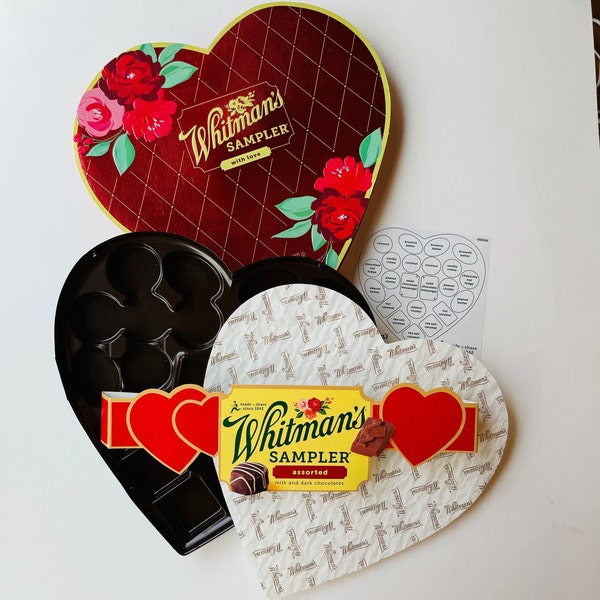 Valentinstag Schokoladenkiste leere Box Withman's mit Papier Schärpe für Pralinen Perfekt für hausgemachte Süßigkeiten oder Kekse Backverpackung