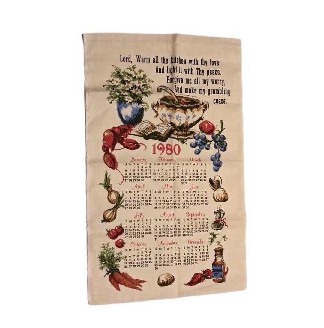 Vintage Tea Towel 1980 Calendar Lobster Boil Flowers & Vegetables Soup  Kitchen Prayer 80's Home Decor Linens - Etsy