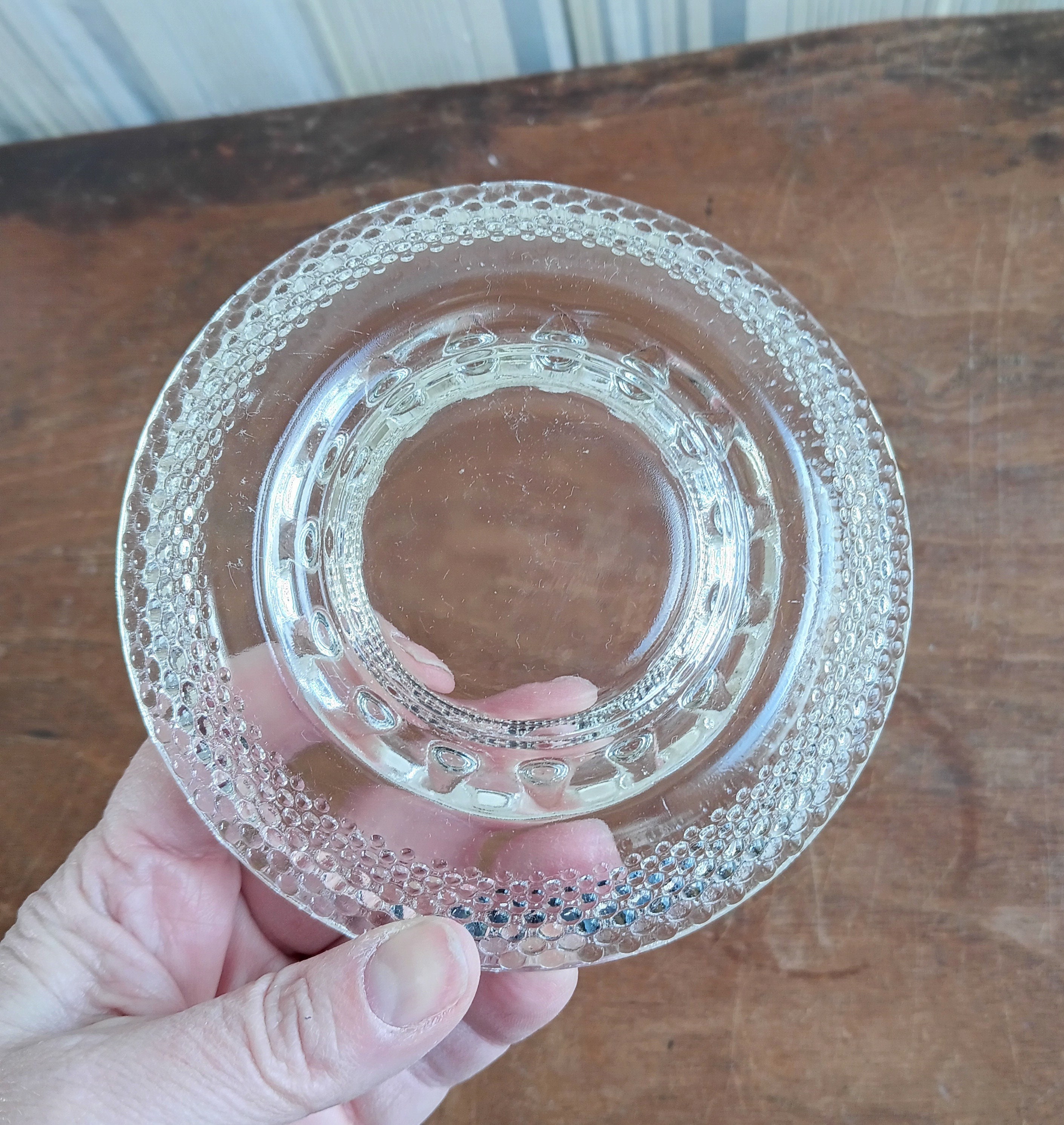 ヴィンテージ クリアガラス ホブネイル灰皿、ミッドセンチュリー 小物