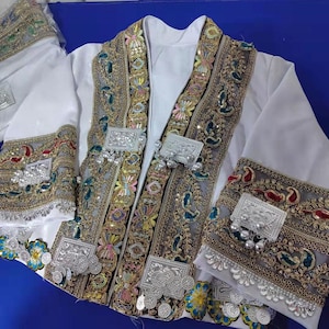 Handmade Hmong Traditional Embroidered Jacket with Silver Ornaments – Ethnic Festival Costume – Black Velvet Tribal Outfit
