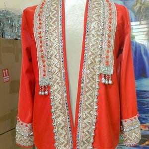 Men’s Traditional Hmong Jacket – Handmade Tribal Outfit with Embroidery and Silver Accents – Ethnic Festival Costume
