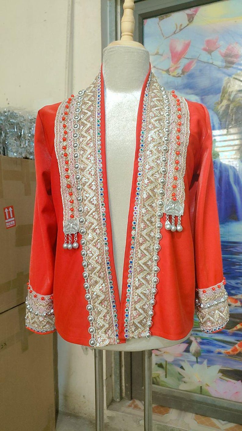 Men’s Traditional Hmong Jacket – Handmade Tribal Outfit With Embroidery ...