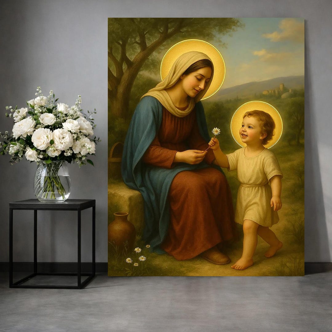 Virgin Mary and Child Jesus Canvas Print, Catholic Wall Art - Etsy