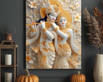 Radha Krishna Canvas Print | Hindu Spiritual Wall Art