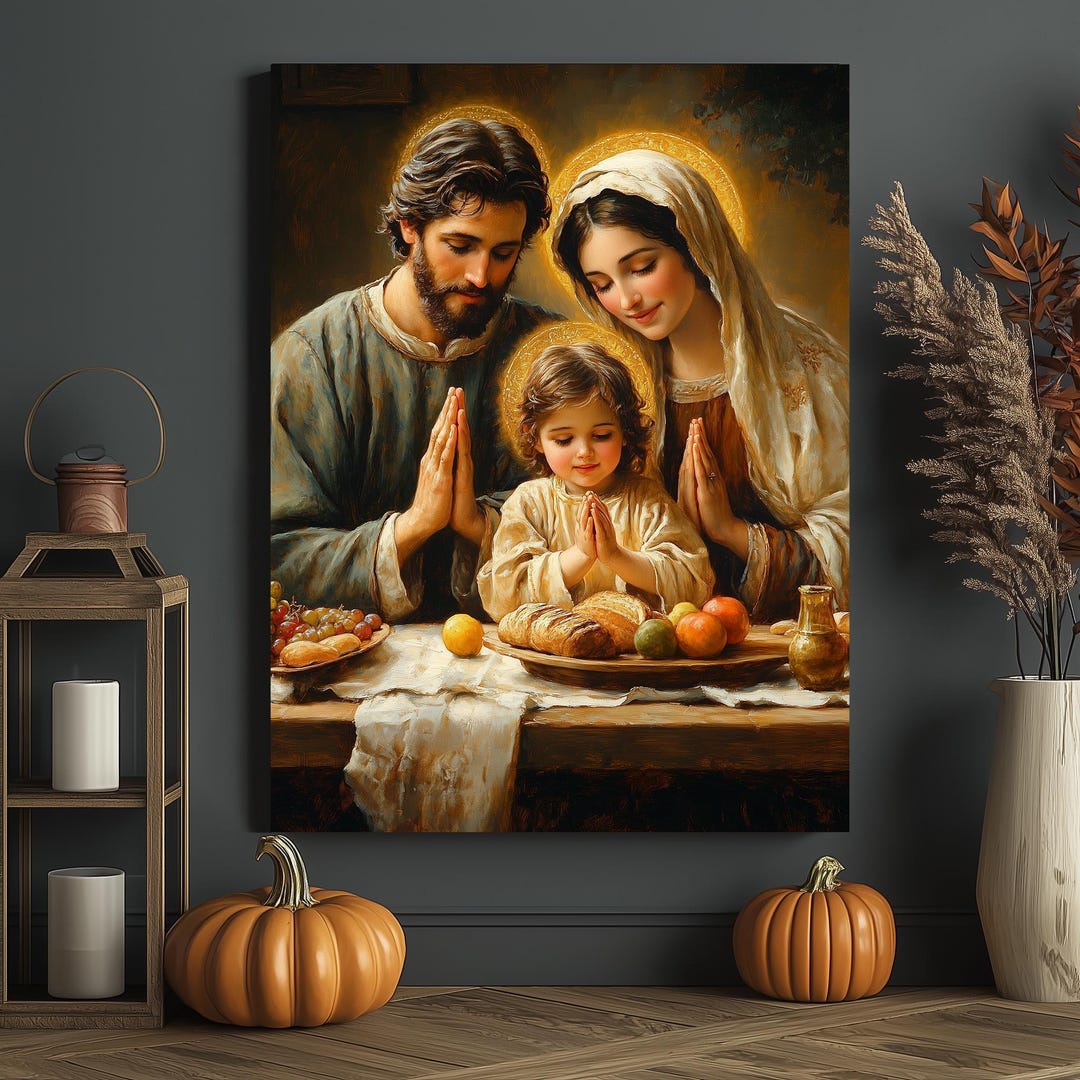 Holy Family Praying Artwork – Jesus Mary Joseph Religious Wall Art ...