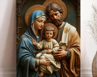 Holy Family Icon Canvas – Catholic Religious Wall Art