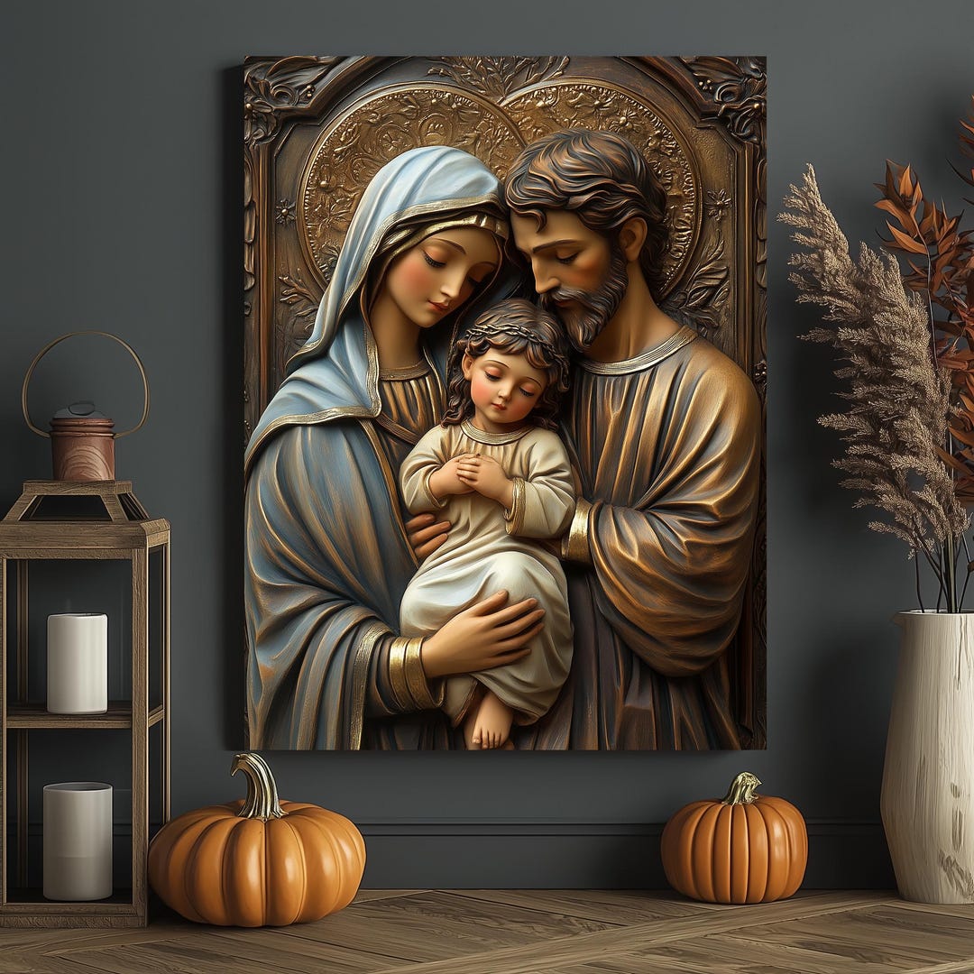 Holy Family Wall Art, Jesus Mary Joseph Canvas Print, Christian ...