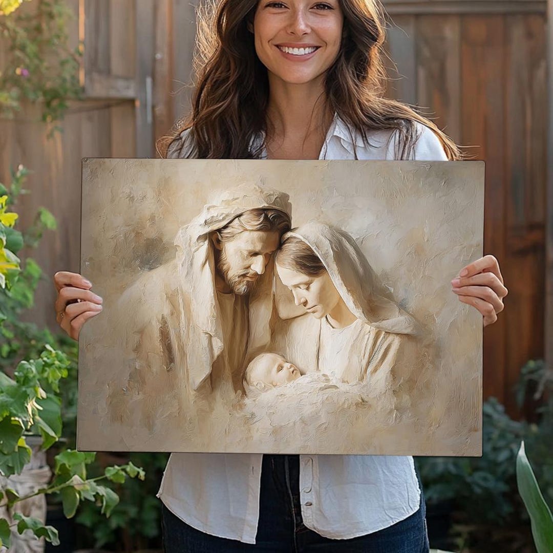 Holy Family Canvas Art – Nativity Wall Decor, Christian Home Blessing ...