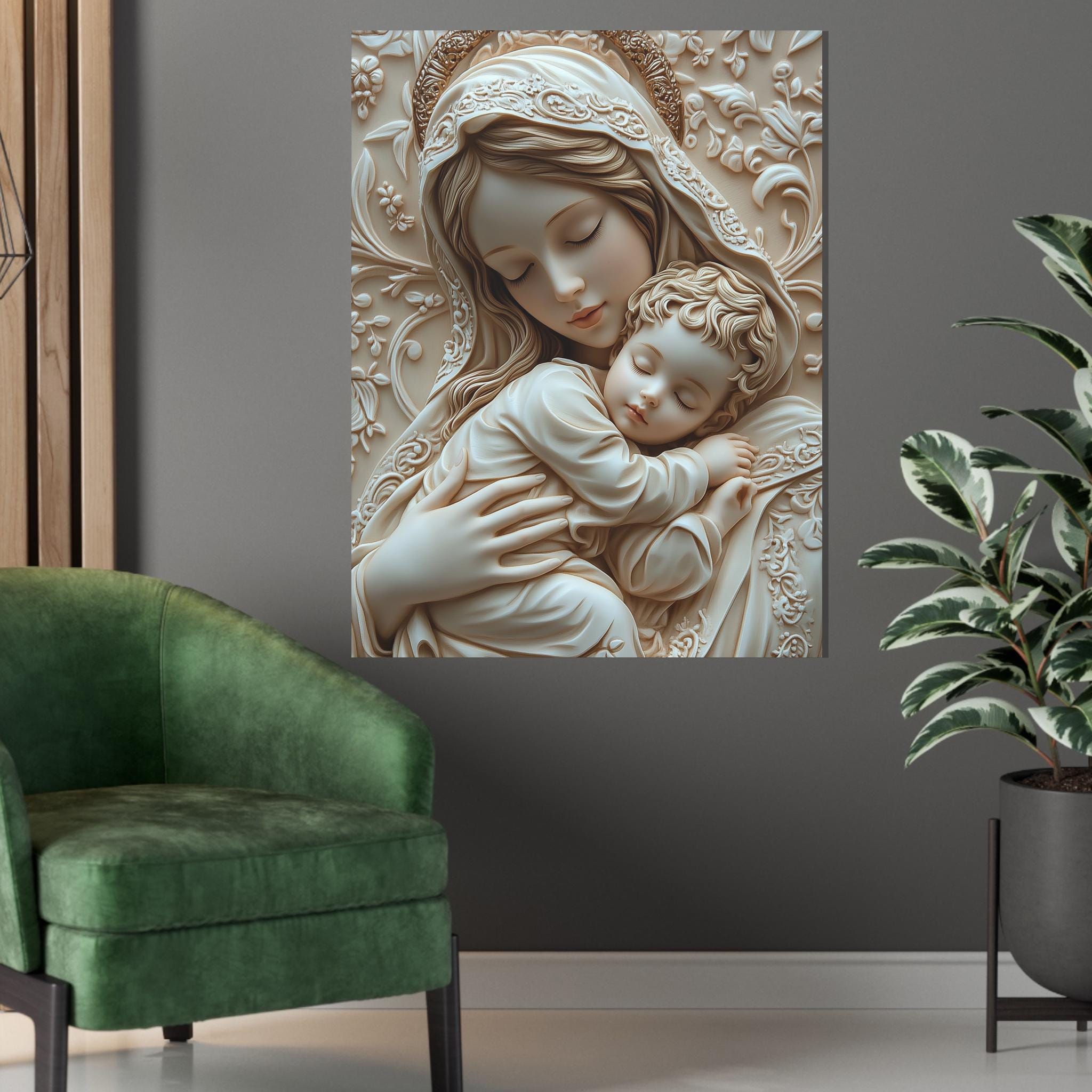 Virgin Mary and Baby Jesus Canvas Art | Religious Catholic Painting - Etsy