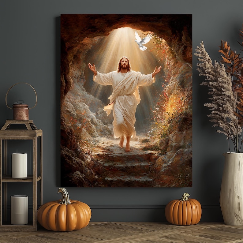 Jesus Christ Rising Canvas Print – Peaceful Religious Wall Art - Etsy