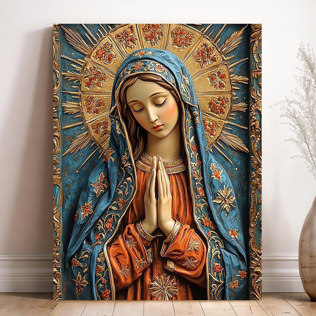 Virgin Mary Canvas Art – Our Lady Praying, Catholic Home Decor - Etsy