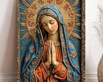 Virgin Mary Canvas Art – Our Lady Praying, Catholic Home Decor