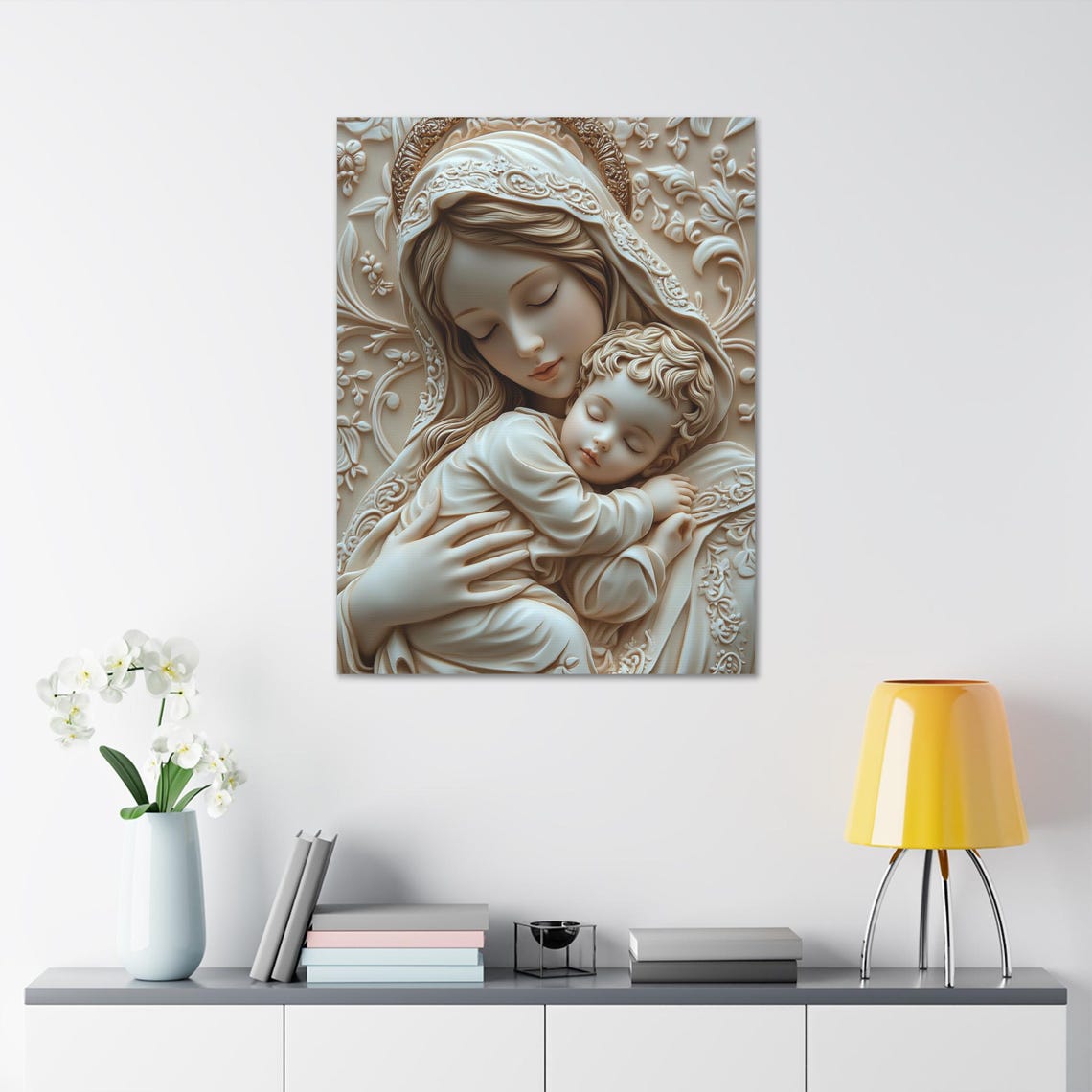 Virgin Mary and Baby Jesus Canvas Art | Religious Catholic Painting - Etsy