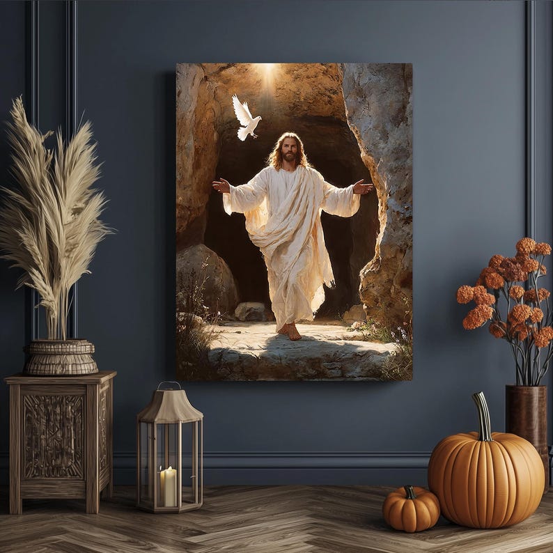 Jesus Christ Rising Canvas Print – Peaceful Religious Wall Art - Etsy
