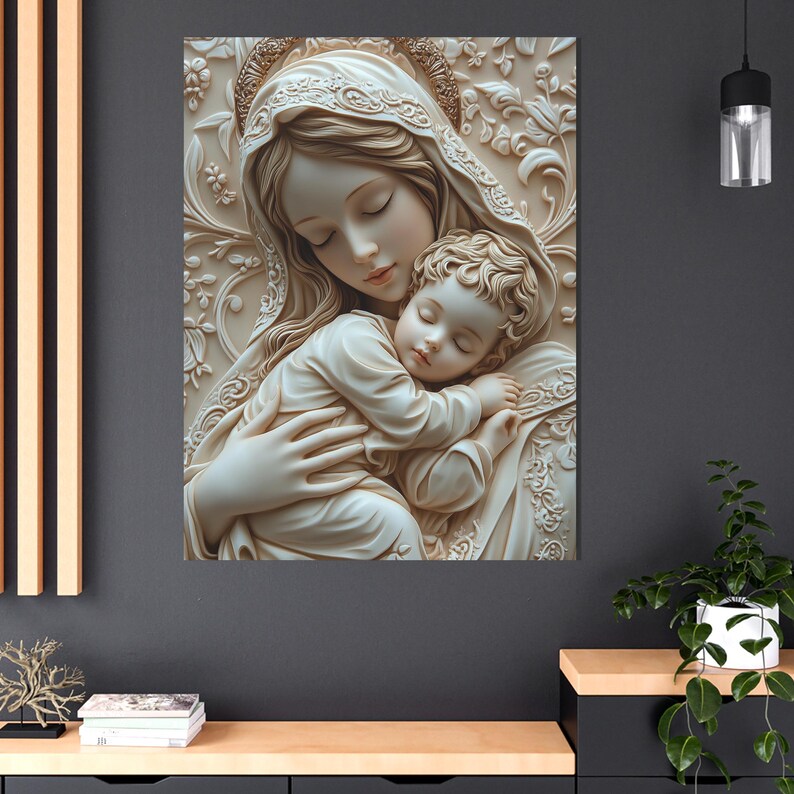 Virgin Mary and Baby Jesus Canvas Art | Religious Catholic Painting - Etsy