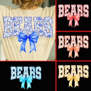 Floral Bear Bow PNG: School Spirit Sublimation Clipart (Digital Download)