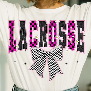 Lacrosse PNG, Checkerboard Bow Spirit Graphic, Digital Download for Team Shirts