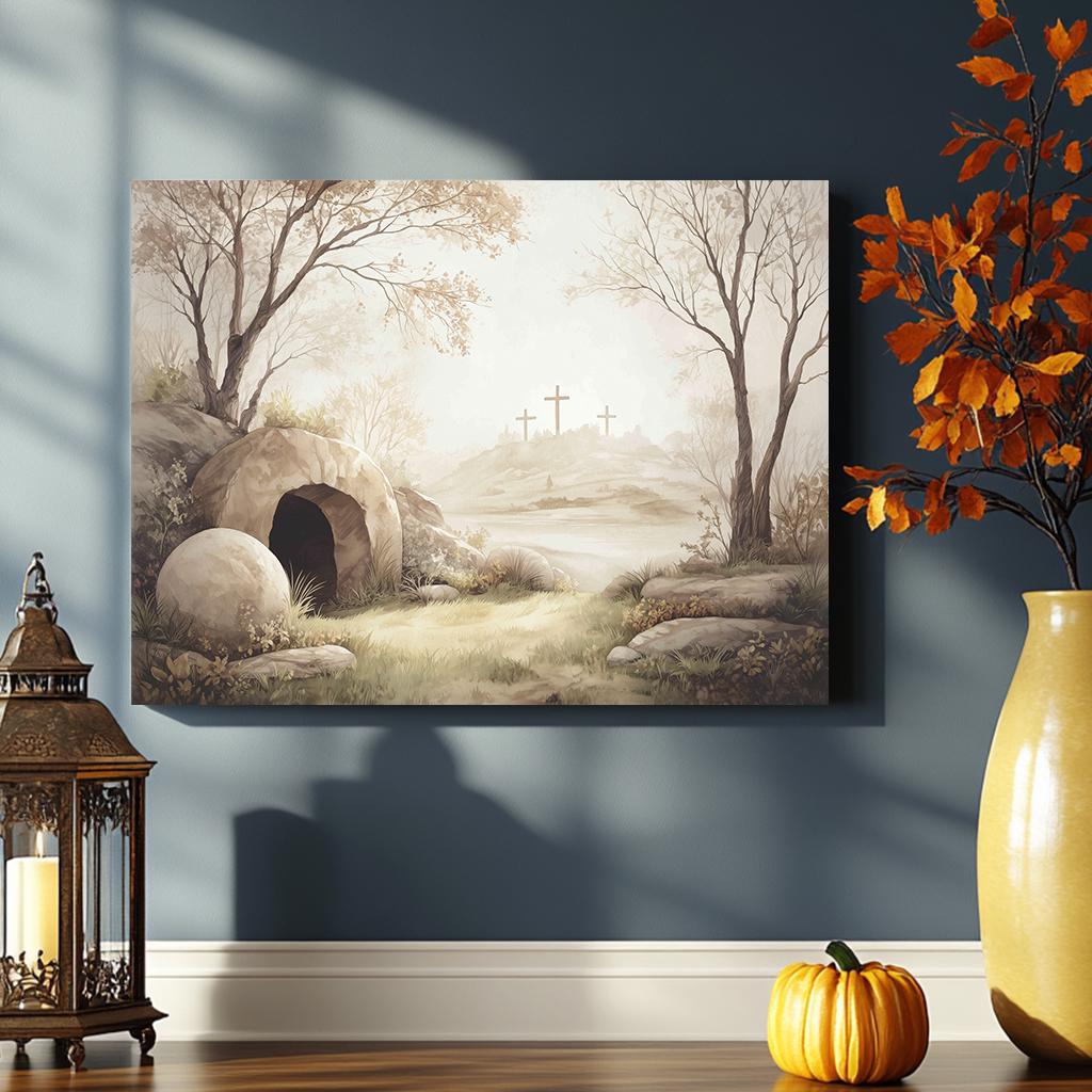 Empty Tomb Easter Canvas Print | Jesus Resurrection Landscape Wall Art ...