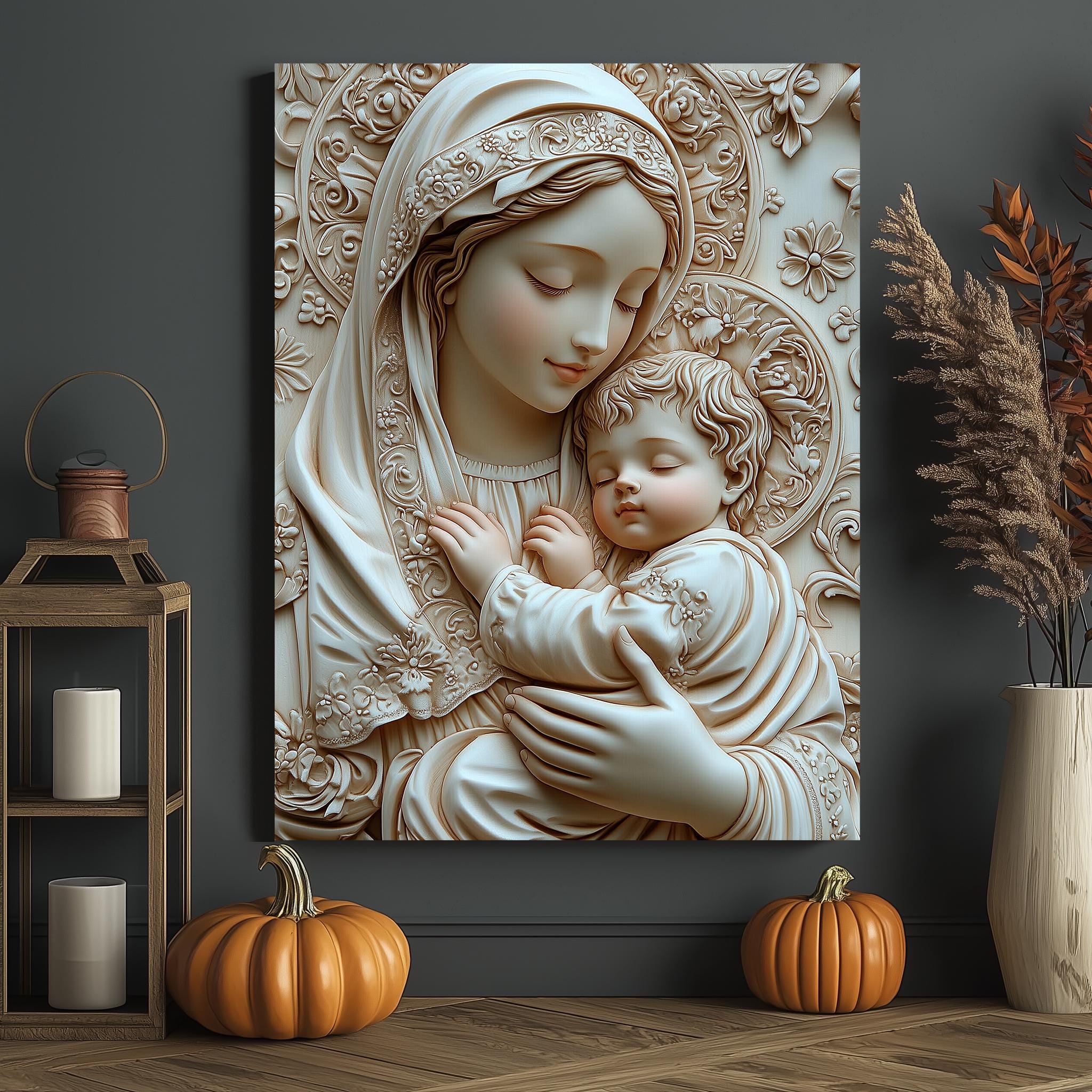 Mother Mary and Baby Jesus Canvas Print | Catholic Art - Etsy
