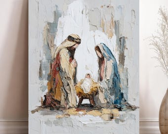 Nativity Scene Canvas Print – Holy Family Christmas Wall Art