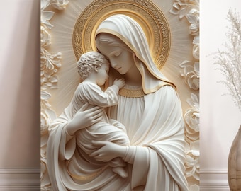 Virgin Mary and Child Canvas – Catholic Home Decor
