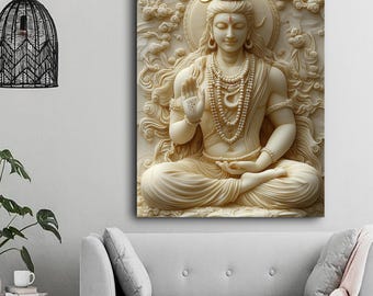 Lord Shiva Lingam and Trishul Glass Wall Art - Symbolic Divine