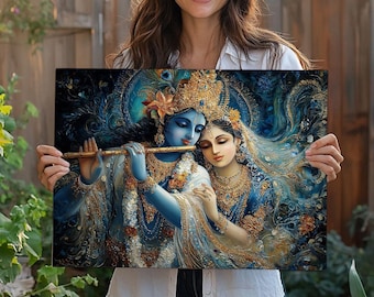 Krishna Radha Canvas Print | Hindu God Wall Art