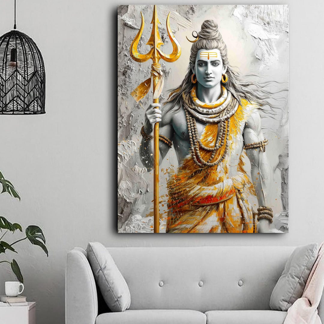 Shiva Trishul Canvas Print | Mahadev Wall Art | Hindu God Decor ...