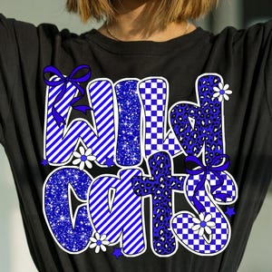Wildcats PNG: School Spirit Design with Bow & Flowers (Digital Download, 15x18in