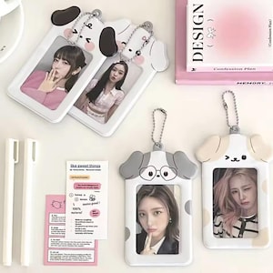 Kawaii Hunde Foto Kartenhalter - Acryl Schlüsselanhänger Rahmen für Kpop Fotokarten, Schulausweis oder Polaroids