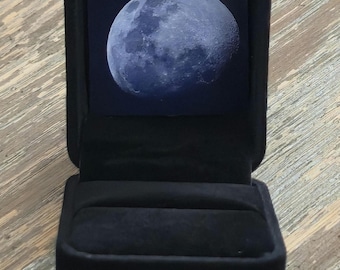 Full Moon Photo Ring Box - Hand-Created Velvet Jewelry Display