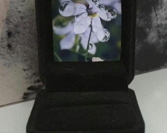 Custom Ring Box – Original Flower Photo Art Lining, Velvet Jewelry Display Case