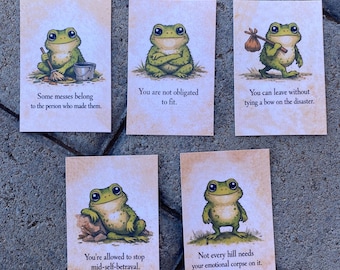 Frog Affirmation Cards | Trauma-Informed Self Talk | Gentle Mental Health Reminders | Whimsical Frog Art Cards