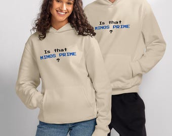 Oversized Hoodie MINOS PRIME | Retro Pixel Font | Unisex Heavyweight Pullover | Gamer Streetwear
