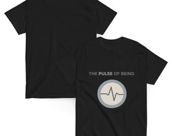 The Pulse of Being T-Shirt – Minimalist Heartbeat Symbol Shirt – Spiritual Awareness Tee – Unisex Cotton Shirt – Life Element Series