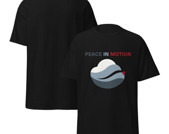 Peace in Motion T-Shirt - Minimalist Zen-Inspired Graphic Tee - Abstract Cloud and Wave Design - Calm Energy Shirt - Unisex Cotton Tee