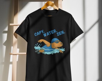 Funny Capybara Swimming T-Shirt – Unisex Soft Cotton Tee