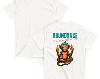 Zen Monkey Graphic T-Shirt – Abundance Flows, Unisex Spiritual Tee