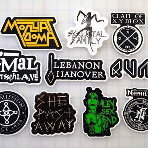 Goth / Gothic Sticker Pack (10 Stickers) SET 2 vinyl decals 80&#39;s new wave punk dark pop band emo alternative metal hard rock