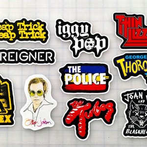 Classic Rock Sticker Pack (10 Stickers) SET 4 vinyl decals legends guitar 60&#39;s 70&#39;s 80&#39;s pop band rocker nostalgia rock n roll metal punk