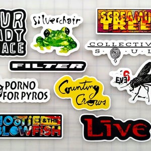 90&#39;s Alternative Sticker Pack (10 Stickers) SET 7 vinyl decals grunge punk emo rock band millennial pop nostalgia bands