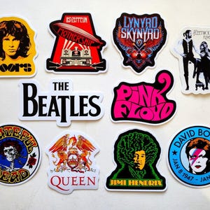 Classic Rock Sticker Pack (10 Stickers) SET 7 vinyl decals legends guitar 60&#39;s 70&#39;s 80&#39;s pop band rocker nostalgia rock n roll metal punk