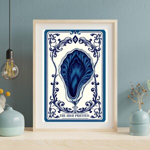 Oyster Shell Wall Art, Tarot Card Art Print, Custom Vintage Home Decor, Nautical Fisherman Aesthetic Decor, Entryway Coastal Beachy Poster