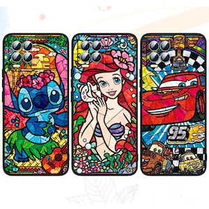 Custodia per telefono con mosaico colorato di personaggi dei cartoni animati amati per iPhone e Samsung / Elegante custodia protettiva / Adatta a più modelli