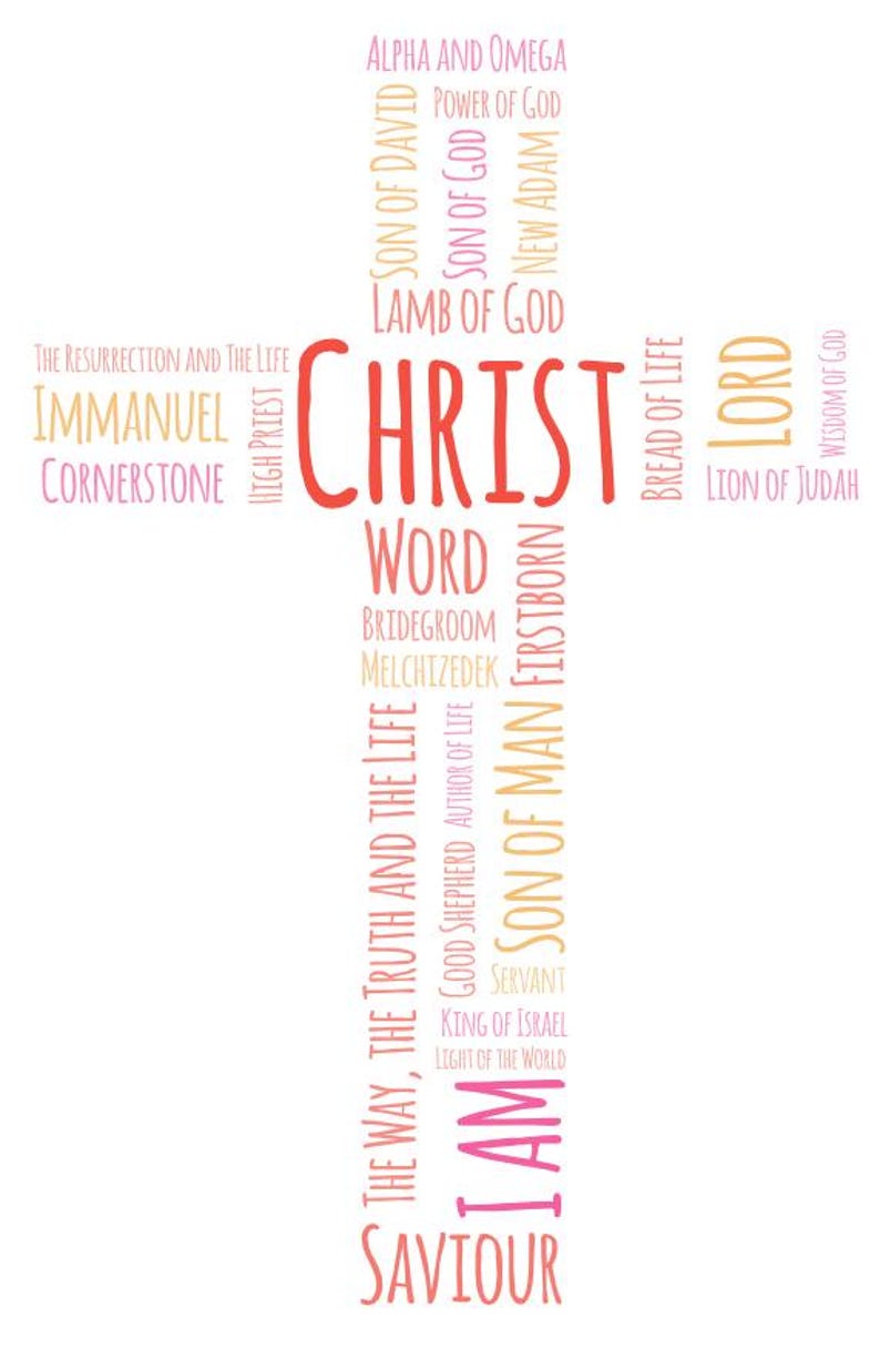 Sign Am Saviour Names of Christ Cross Word Cloud Wall Art - Etsy