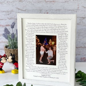 Disney Photo Mat personalized with Names Happily ever after engagement gift personalized wedding gift bride and groom wedding photo image 1