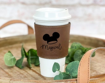 Magical COFFEE SLEEVE, disney coffee sleeve, best day ever, disney coffee, 50th anniversary, Mickey hat, mickey ears