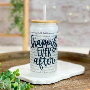 Happily Ever After COFFEE GLASS, Frosted FINISH, disney tumbler, disney parks tumbler, disney mug, Happily ever after, disney fireworks image 1