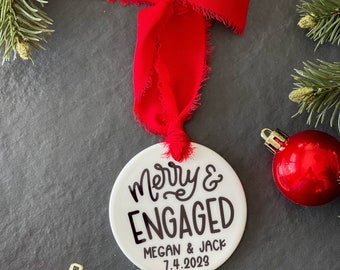 Just Engaged ornament, engagement ornament, merry and engaged, wedding ornament, fiance, engagement gift, first christmas